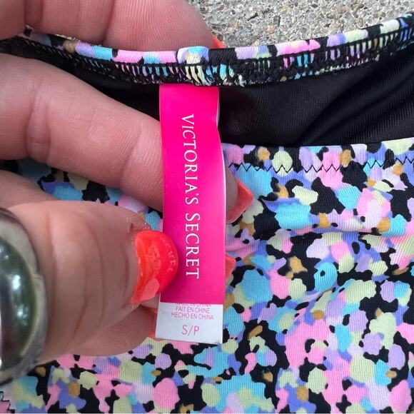 Victoria’s Secret Gold Strappy Neon Splatter Dot Bikini Bottoms - Picture 2 of 5